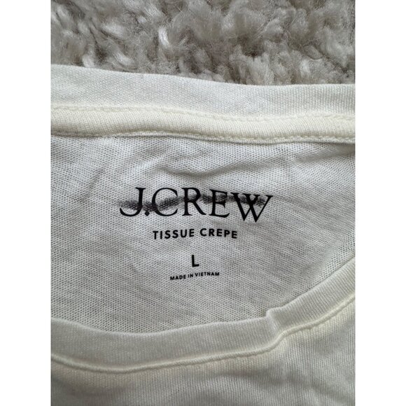 J.crew Tissue‎ crepe long-sleeve T-shirt Ivory money classic sz L - Picture 2 of 5